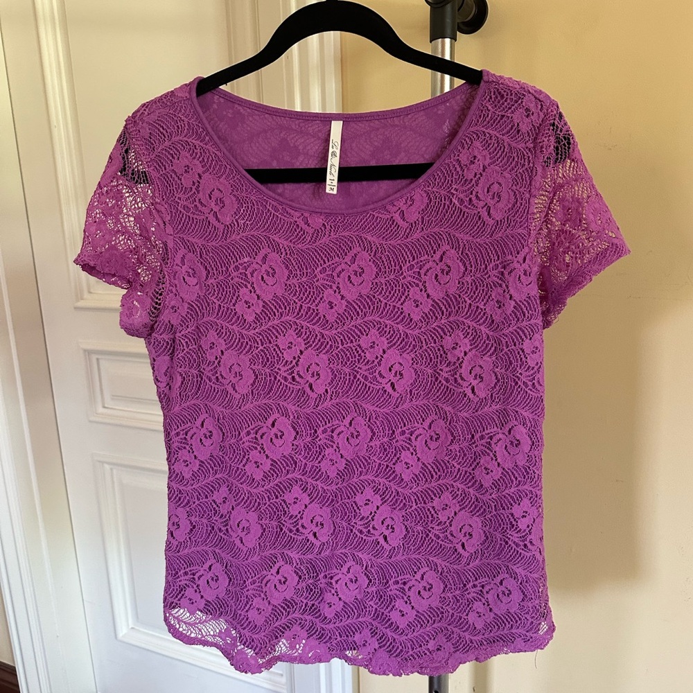 Leo & Nicole- Purple Lace Blouse